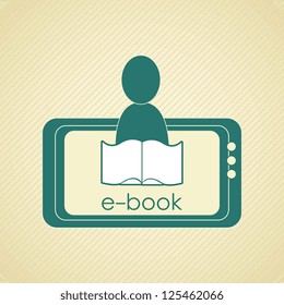 Download ebook concept (tablet) on with boy. Vector Illustration