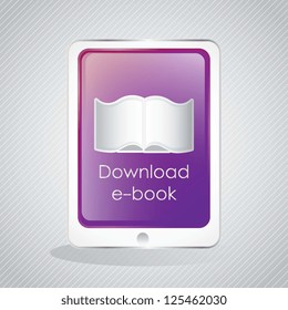 Download ebook icon, on tablet.Vector illustration