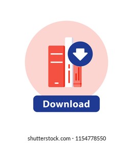 Download e-book line icon, literature book archive vector