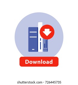 Download e-book line icon, literature book archive vector