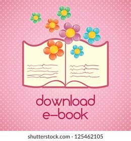 Download ebook, (read about...).On pink background. Vector illustration