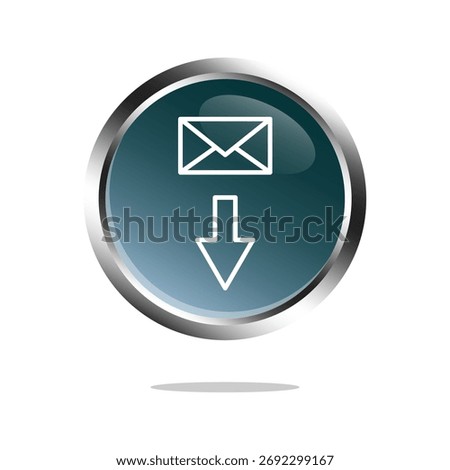 Download email icon. Dark blue gradient. Message receiving symbol. Vector inbox application. EPS 10.
