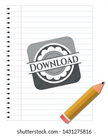 Download emblem with pencil effect. Vector Illustration. Detailed.