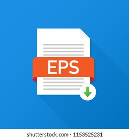 Download EPS button. Downloading document concept. File with EPS label and down arrow sign. Vector stock illustration.