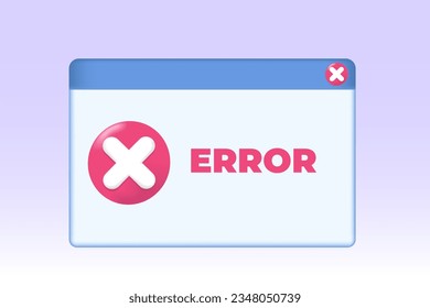 Download error icon. 3D vector illustration