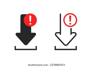 Icono de error de descarga. Vector de ilustración