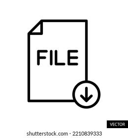 Descargar icono vectorial de botón de archivo en diseño de estilo de línea para sitio web, aplicación, interfaz de usuario, aislado en fondo blanco. Trazo editable. Ilustración vectorial EPS 10.