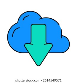 download file from cloud line icon vector. download file from cloud sign. isolated symbol illustration