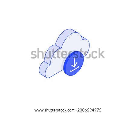 Download file from cloud, online storage, upload isometric illustrate 3d vector icon. Modern creative design illustration in flat line style.