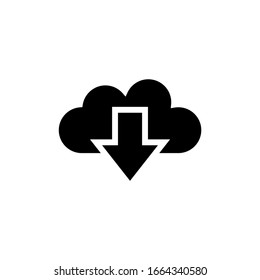 Descargar archivo del icono del vector de nube en el icono de diseño plano sólido negro aislado en fondo blanco