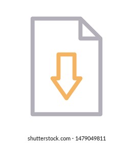 download file colour line vector icon