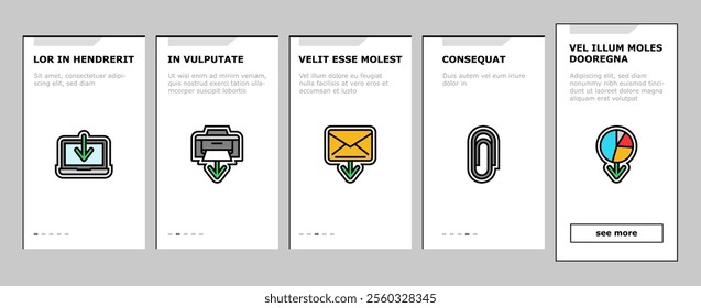 download file computer data onboarding mobile vector web download, button document, upload load, internet sign, website, app, arrow download file computer data illustrations