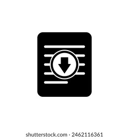 Download File, Document with Arrow flat vector icon. Simple solid symbol isolated on white background. Download File, Document with Arrow sign design template for web and mobile UI element