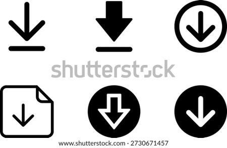 Download file, document, software icons set. Save web document, folder, link, PDF, doc, raw, txt, avi, mp3, mp4, dll and other files format icons download buttons collection - vector illustration.
