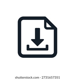 Icono de Vector de documento de archivo de Descarga con línea gris oscuro sobre fondo transparente, Web moderno y diseño App