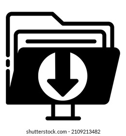 Download file down arrow sign cloud computing network icon illustration black and white 