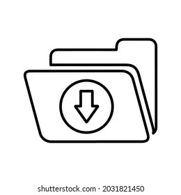 Icono de descarga, archivo, línea de carpeta. vector de contorno.