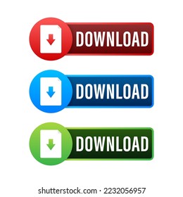 Download file icon. Document downloading concept. Trendy flat design graphic with long shadow. Vector illustration.