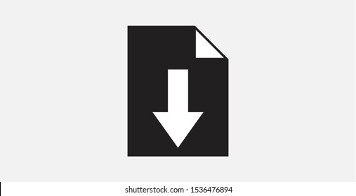Download file icon. File document symbol. Vector download document icon