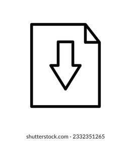 Download file icon. File document symbol button - document arrow isolate on white background