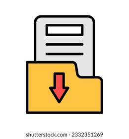 Dateisymbol herunterladen. Schaltfläche Symbol für Dateidokument - Dokumentpfeil einzeln auf weißem Hintergrund