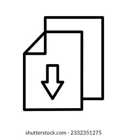 Dateisymbol herunterladen. Schaltfläche Symbol für Dateidokument - Dokumentpfeil einzeln auf weißem Hintergrund