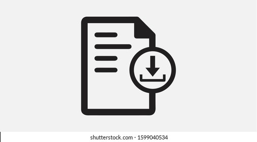 Download file icon. Document with download icon. Vector illustration icon. Download DOC icon