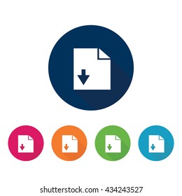 Download file icon. Down arrow vector.