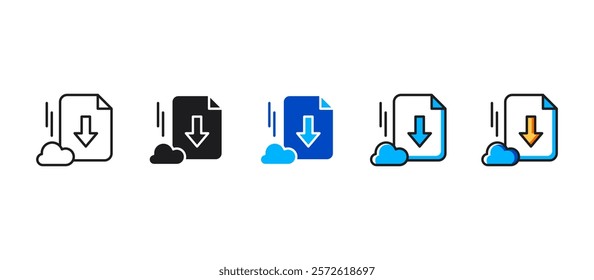 Download file icon in flat style representing data transfer, file sharing, and downloading concepts. Ideal for technology, internet, cloud storage, and digital platforms.