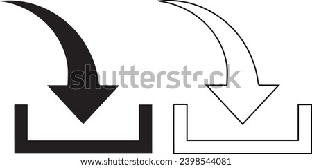 Download file icon in flat style. Arrow down downloading vector illustration