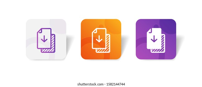 download file icon in outline and solid style with colorful smooth gradient background, suitable for mobile and web UI, app button, infographic, etc