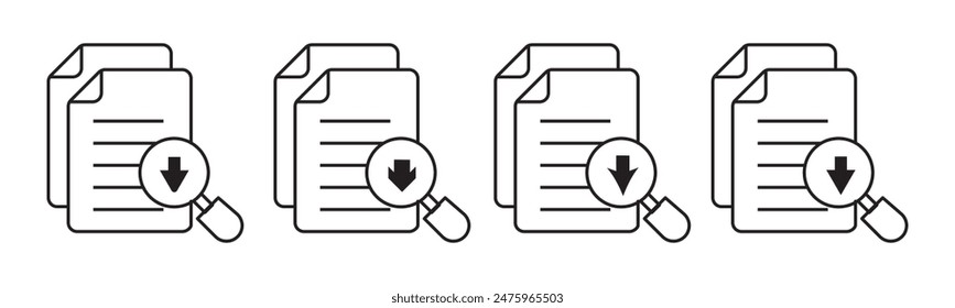 Diseño de Vector de esquema de icono de archivo de Descarga