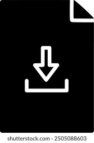 Icono de archivo de Descarga. Documento de papel con el icono de Vector de flecha hacia abajo. Diseño de Vector reemplazable.