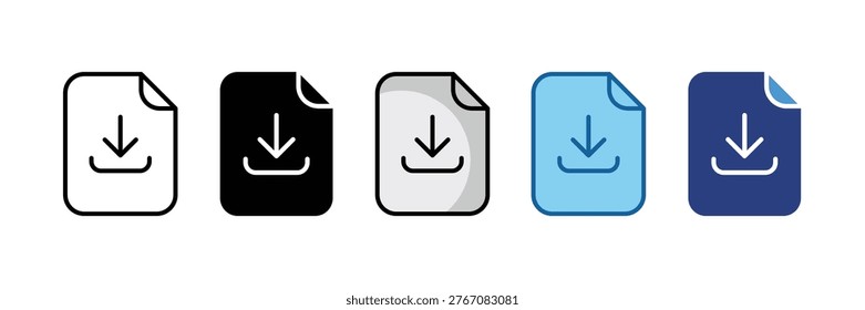 Download File Icon Set Multiple Style Collection