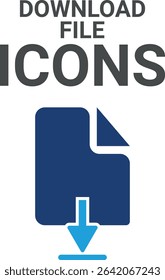 Download file icons. It contains upload, document, link, download file, folder, data, and PDF icons. Solid icon collection. Vector illustration.
