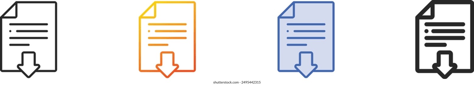 download file icon.Thin Linear, Gradient, Blue Stroke and bold Style Design Isolated On White Background