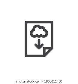 Download file line icon. linear style sign for mobile concept and web design. Document download outline vector icon. Symbol, logo illustration. Vector graphics