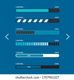 Download file and Loading icon set for website or application. Vector illustration