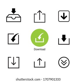 Descargar archivo y cargar conjunto de iconos para sitio web o aplicación. Ilustración del vector