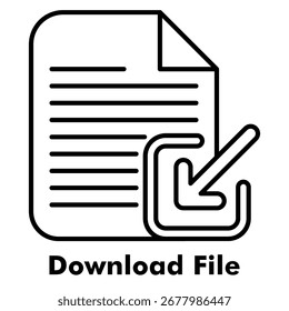Ilustración vectorial de icono de esquema de archivo de Descarga