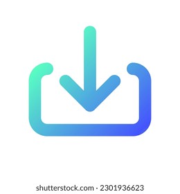 Download file pixel perfect gradient linear ui icon. Uploading process. Transferring data to storage. Line color user interface symbol. Modern style pictogram. Vector isolated outline illustration
