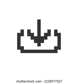 Download file pixelated ui icon. Uploading process. Transferring data to storage. Editable 8bit graphic element. Outline isolated vector user interface image for web, mobile app. Retro style