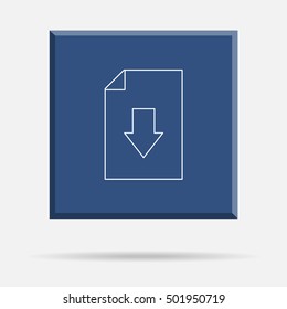 Download file thin line symbol on blue square, spatial tile with shadow