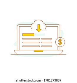 Download files from cloud. Office flat icon yellow theme. Ready to use for website, mobile app, presentation and any other projects.