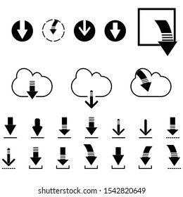 Download files / cloud storage icon set. Download files icons vector set for web site or application.