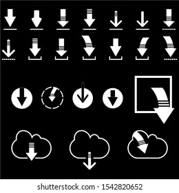 Download files / cloud storage icon set. Download files icons vector set for web site or application.