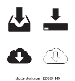 Download files icons vector set for web site or application. Various simple download icon isolated from the background.
