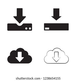 Download files icons vector set for web site or application. Various simple download icon isolated from the background.