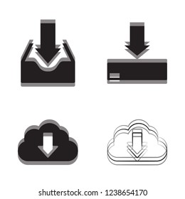 Download files icons vector set for web site or application. Various simple download icon isolated from the background.
