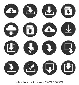 Download files icons vector set for web site or application. Icons isolated from the background. Download buttons.
